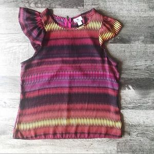 Worthington Multicolor Flutter Cap Sleeve Blouse